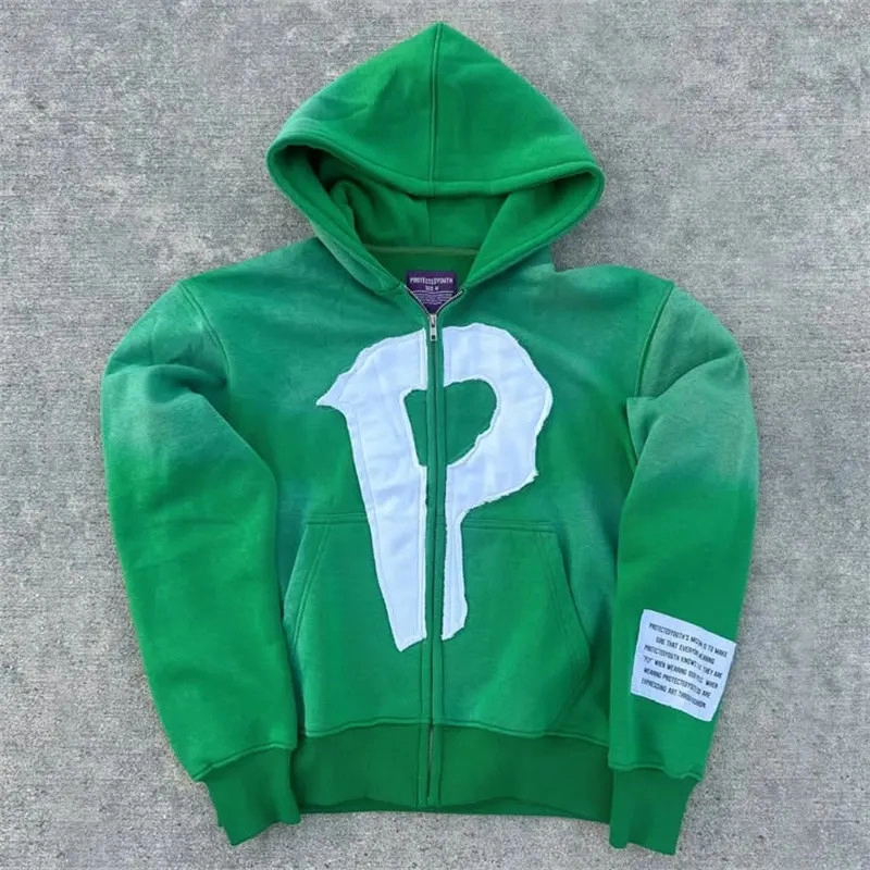 Faded Oversized French Terry Boxy Cropped Hoodie With Hooded Collar And Distressed Applique Embroidery