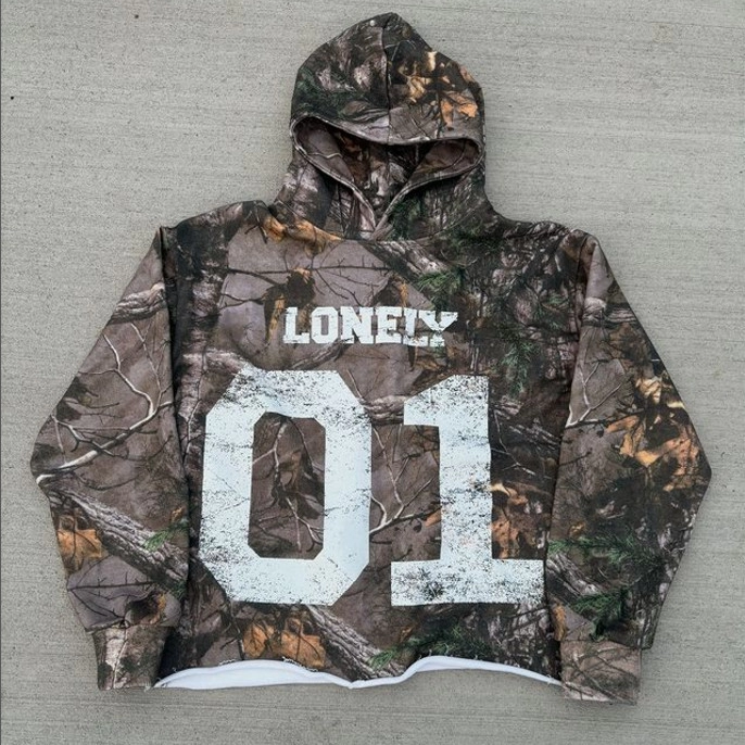 Unisex All Over Print Camouflage Hoodie In Custom Terry Cotton And Cropped Hoodie