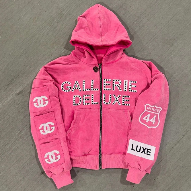 Vintage Stone Washed Oversized Boxy Cropped Embroidered Zip Up Studded Rhinestone Hoodie With Pockets