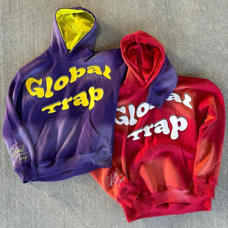 Vintage Tie Dye Washed Sun Faded Pullover Puff Print Heavy Weight Cotton Satin Lined Hoodie