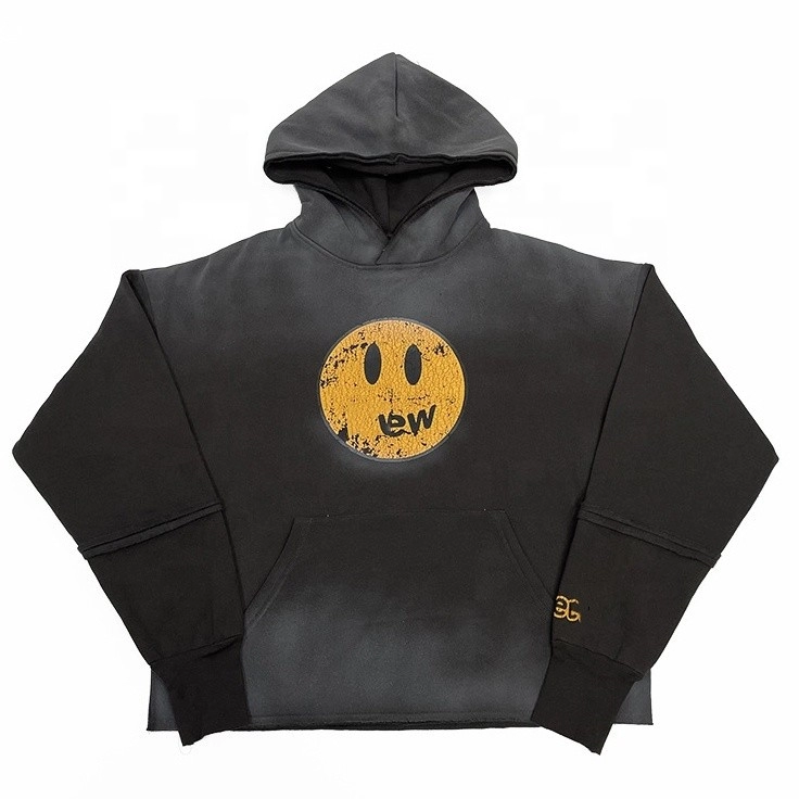 Cotton Heavyweight With Vintage Acid Wash And Customized Stitched Edge Hoodie