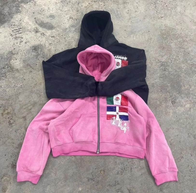 Custom Applique Embroidery Logo Heavyweight Oversized Unisex Hoodies Zipper Up Sleeve Hoodie