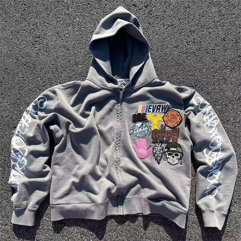 Embroidery Patchwork Hoodies