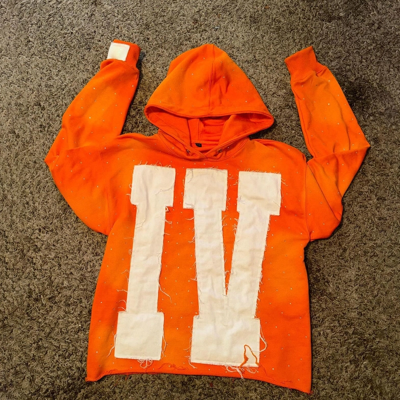 Black Full Zip Up Rhinestone Cropped Raw Hem Sun Faded Hoodie